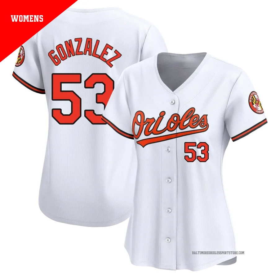 Baltimore Orioles ＃53 Luis Gonzalez Women's White Limited Home Jersey