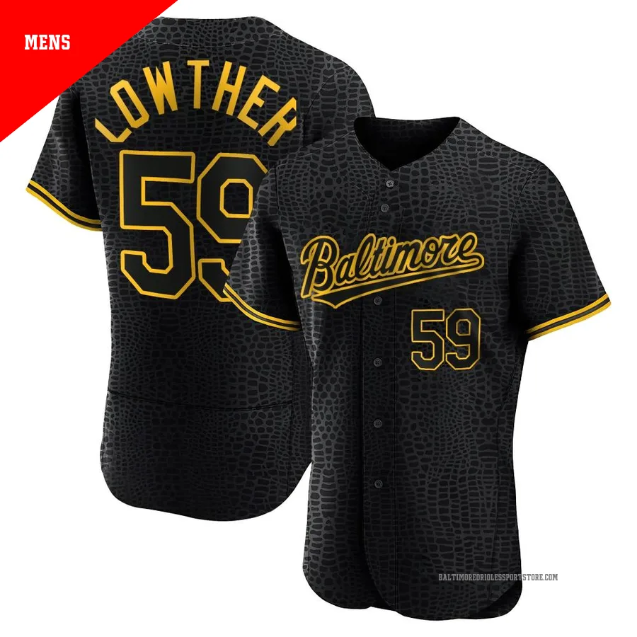 Baltimore Orioles ＃59 Zac Lowther Men's Black Authentic Snake Skin City Jersey