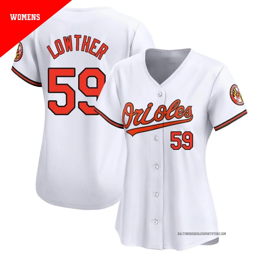 Baltimore Orioles ＃59 Zac Lowther Women's White Limited Home Jersey