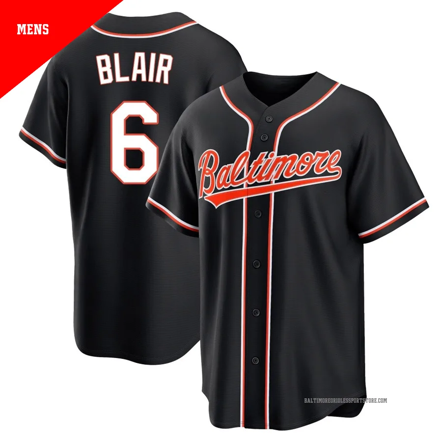 Baltimore Orioles ＃6 Paul Blair Men's Black Replica Fashion Out Jersey