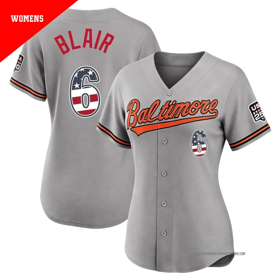 Baltimore Orioles ＃6 Paul Blair Women's Gray Limited USA 250 Fourth Of July Road Stadium Jersey