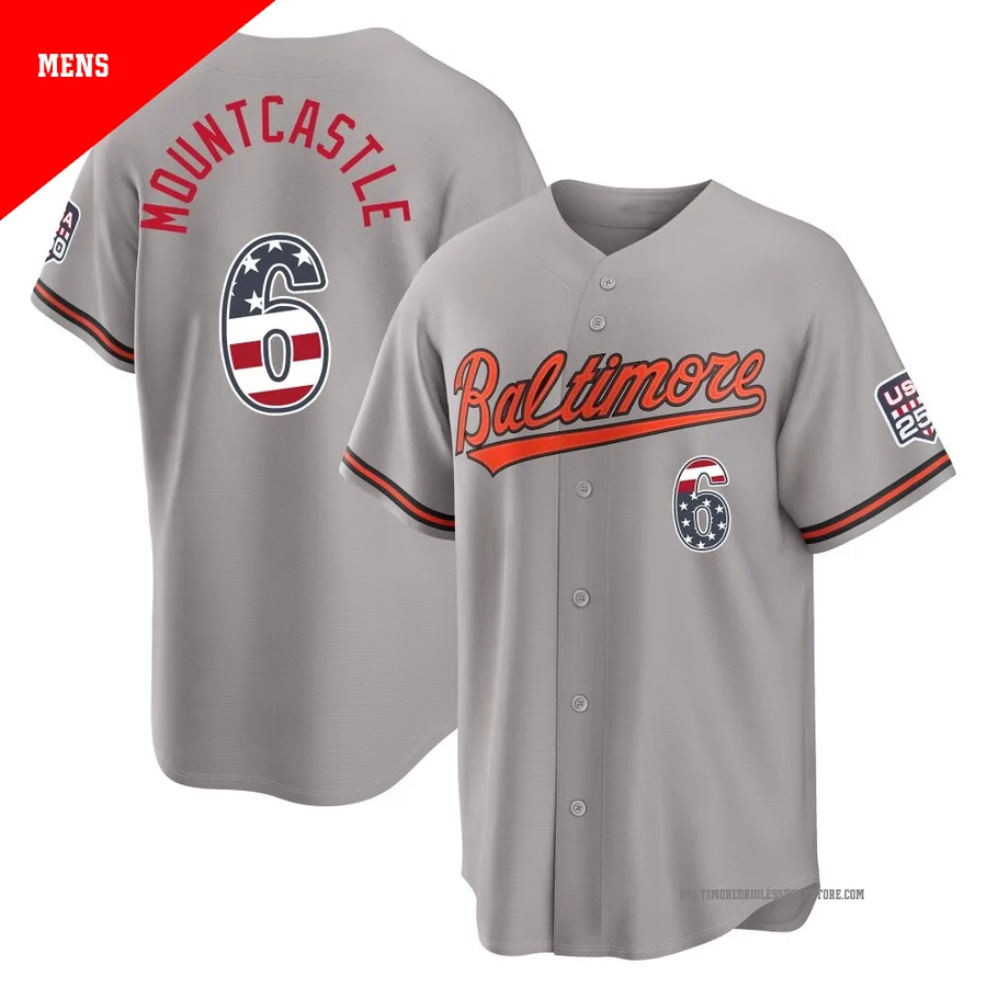 Baltimore Orioles ＃6 Ryan Mountcastle Men's Gray Limited USA 250 Fourth Of July Road Stadium Jersey
