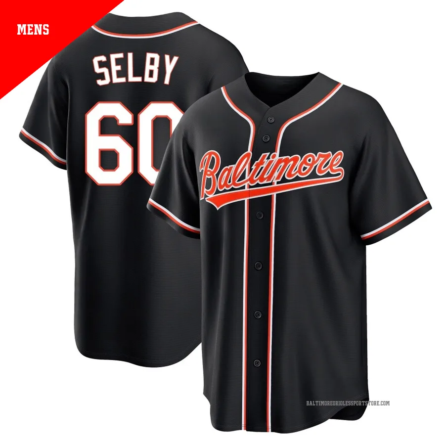 Baltimore Orioles ＃60 Colin Selby Men's Black Replica Fashion Out Jersey