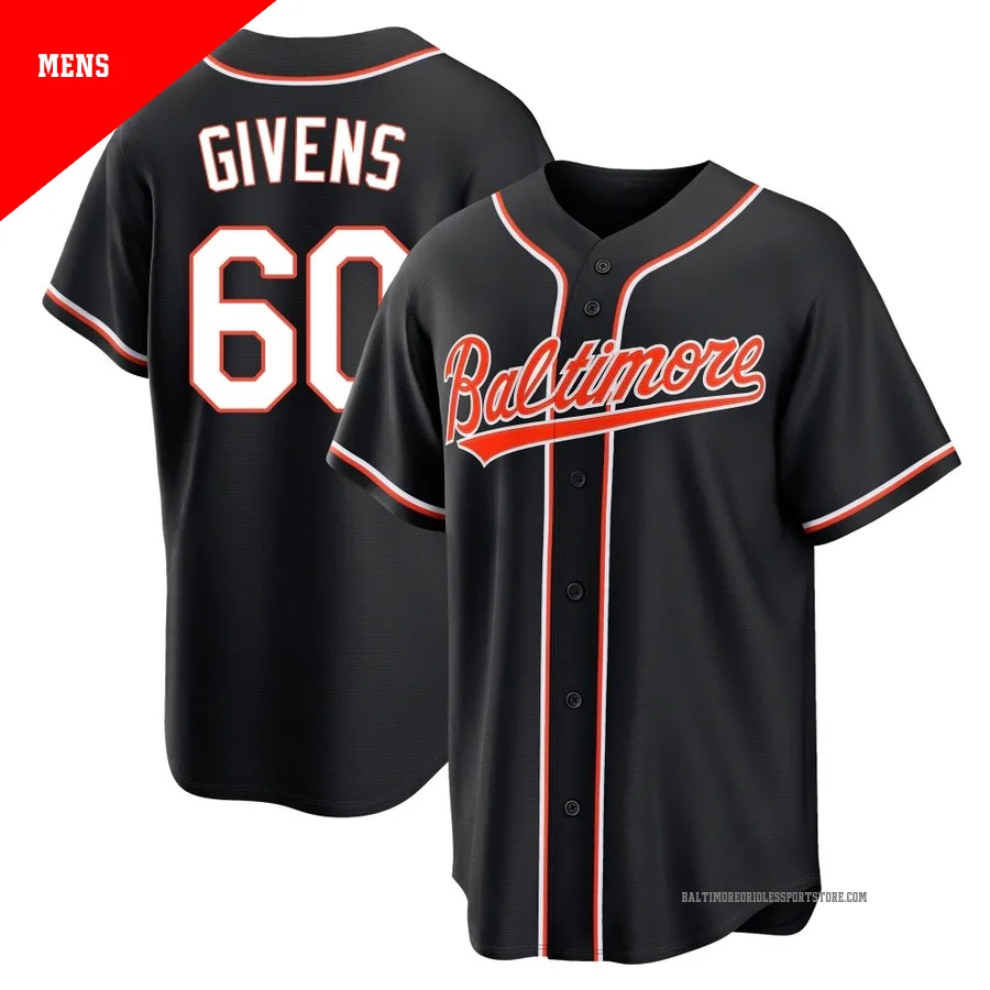 Baltimore Orioles ＃60 Mychal Givens Men's Black Replica Fashion Out Jersey