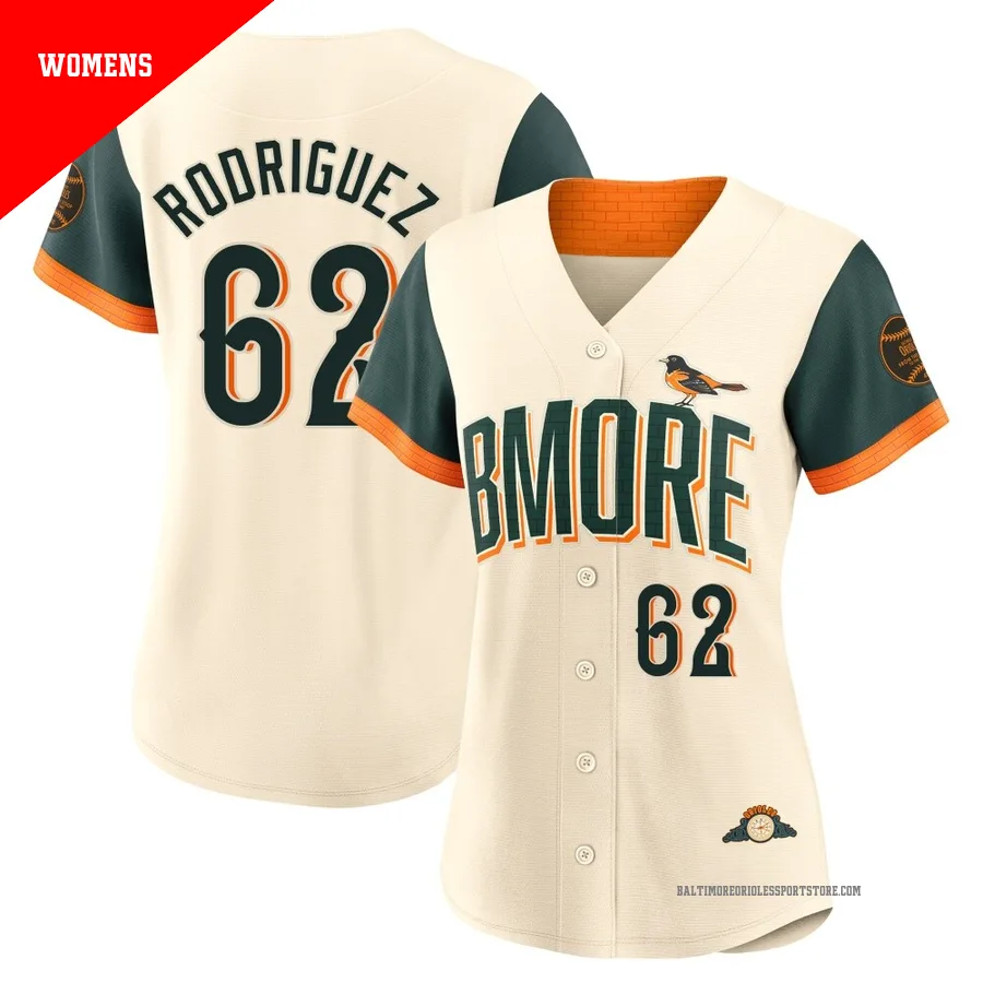 Baltimore Orioles ＃62 Johnathan Rodriguez Women's Cream Limited 2026 City Connect Stadium Jersey