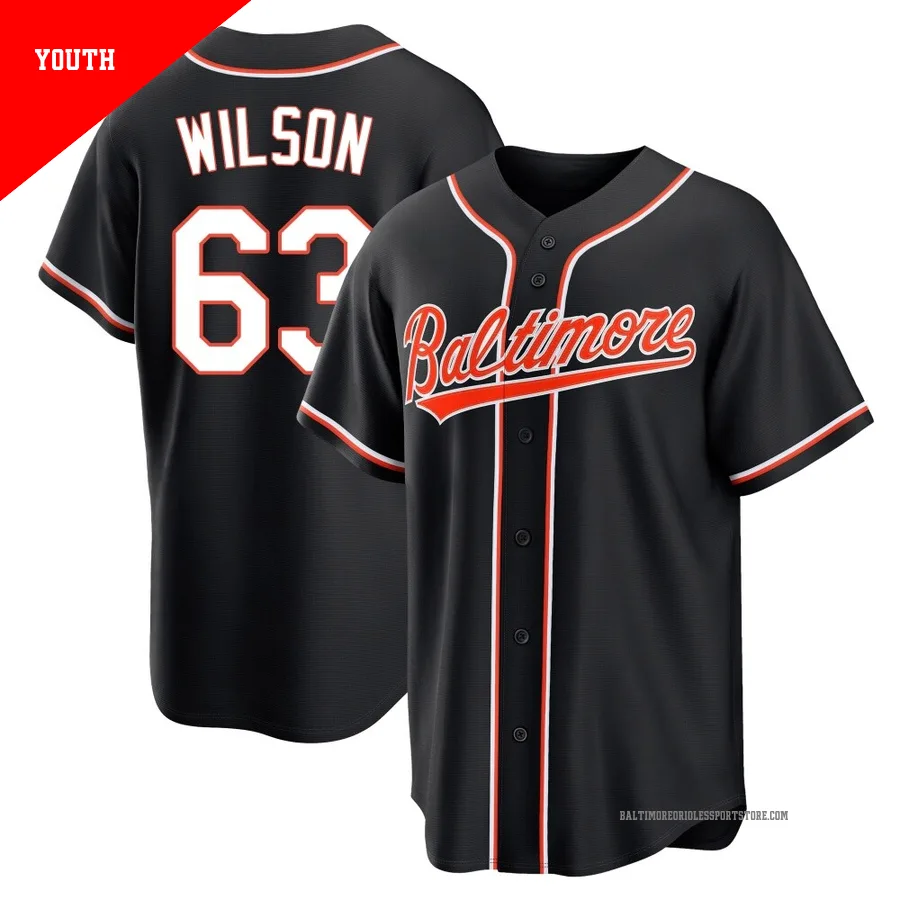 Baltimore Orioles ＃63 Tyler Wilson Youth Black Replica Fashion Out Jersey