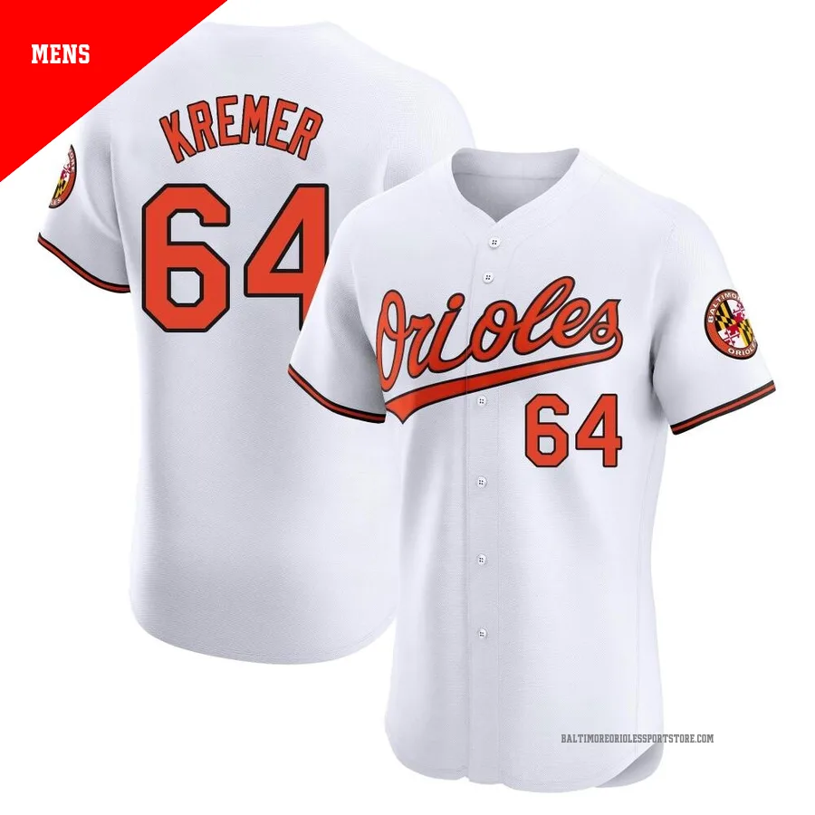 Baltimore Orioles ＃64 Dean Kremer Men's White Elite Home Jersey