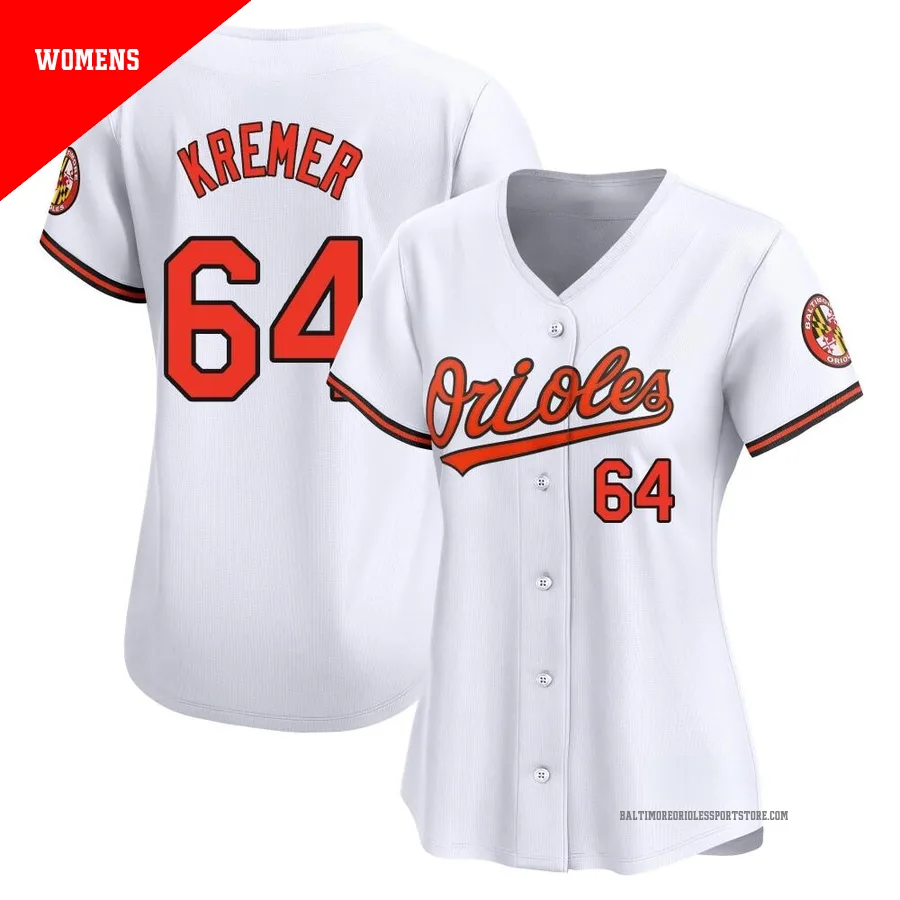 Baltimore Orioles ＃64 Dean Kremer Women's White Limited Home Jersey