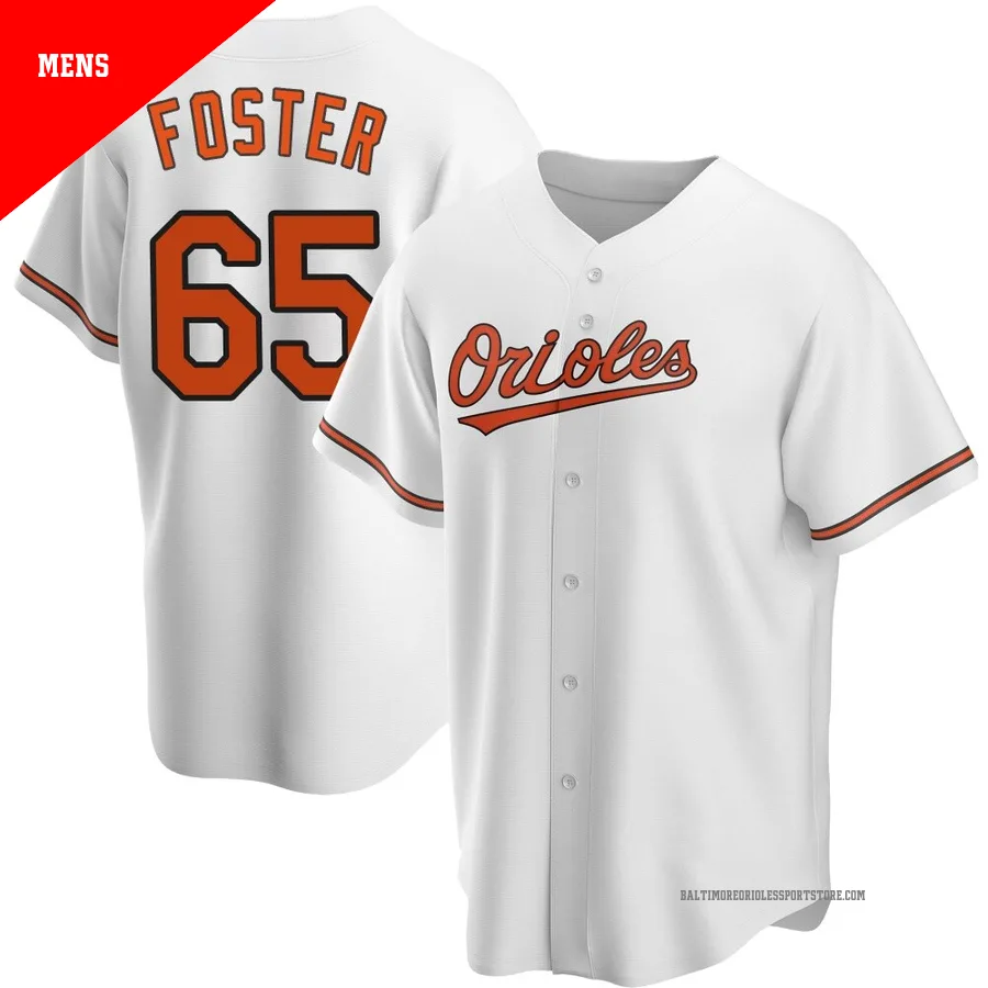 Baltimore Orioles ＃65 Cameron Foster Men's White Replica Home Jersey