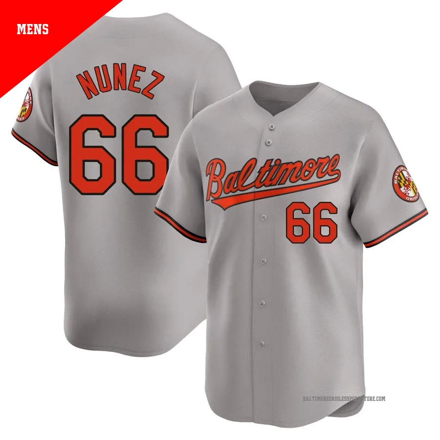 Baltimore Orioles ＃66 Anthony Nunez Men's Gray Limited Road Jersey