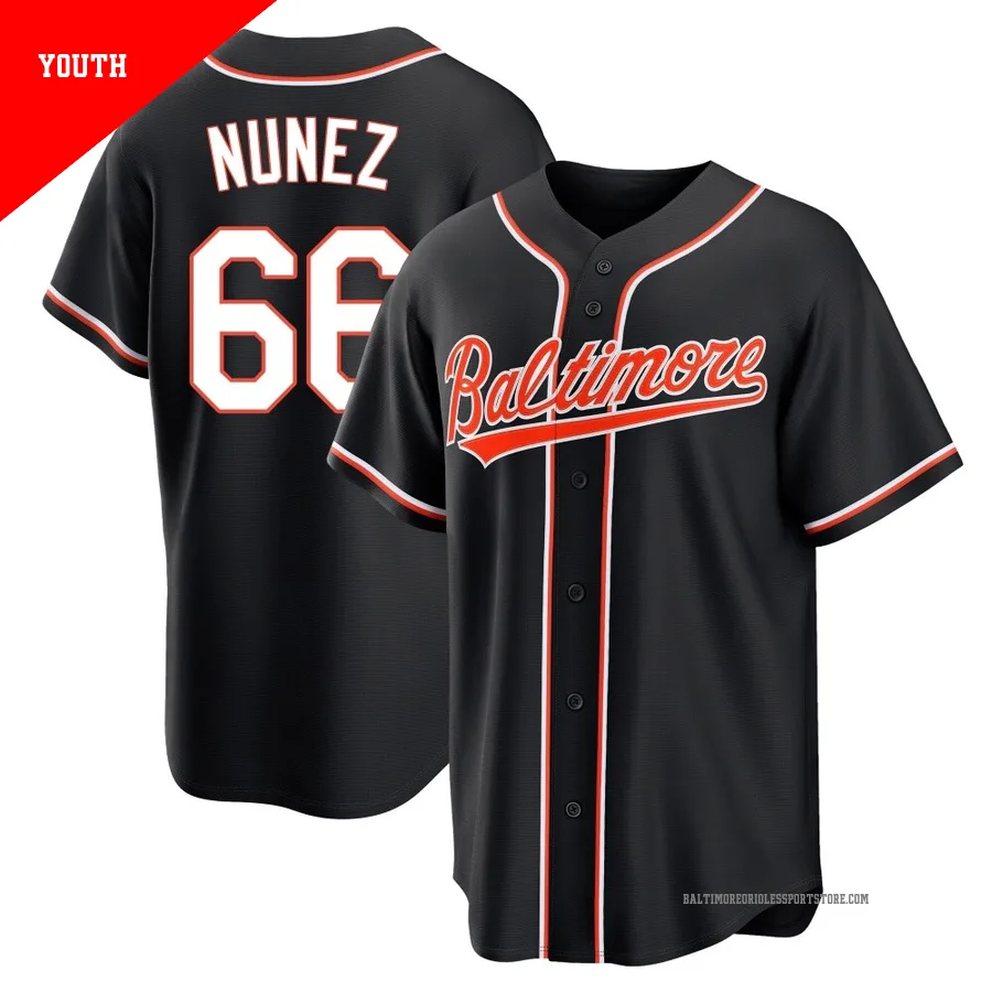 Baltimore Orioles ＃66 Anthony Nunez Youth Black Replica Fashion Out Jersey