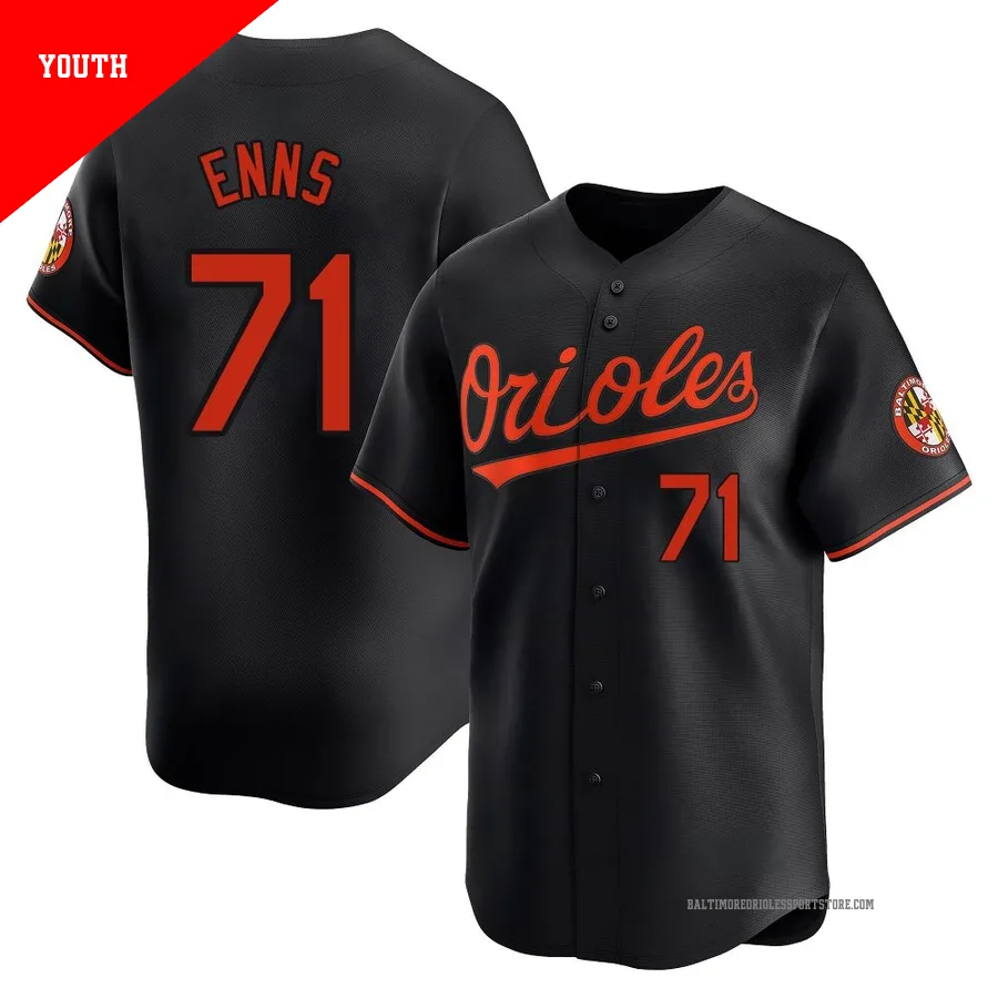 Baltimore Orioles ＃71 Dietrich Enns Youth Black Limited Alternate Jersey