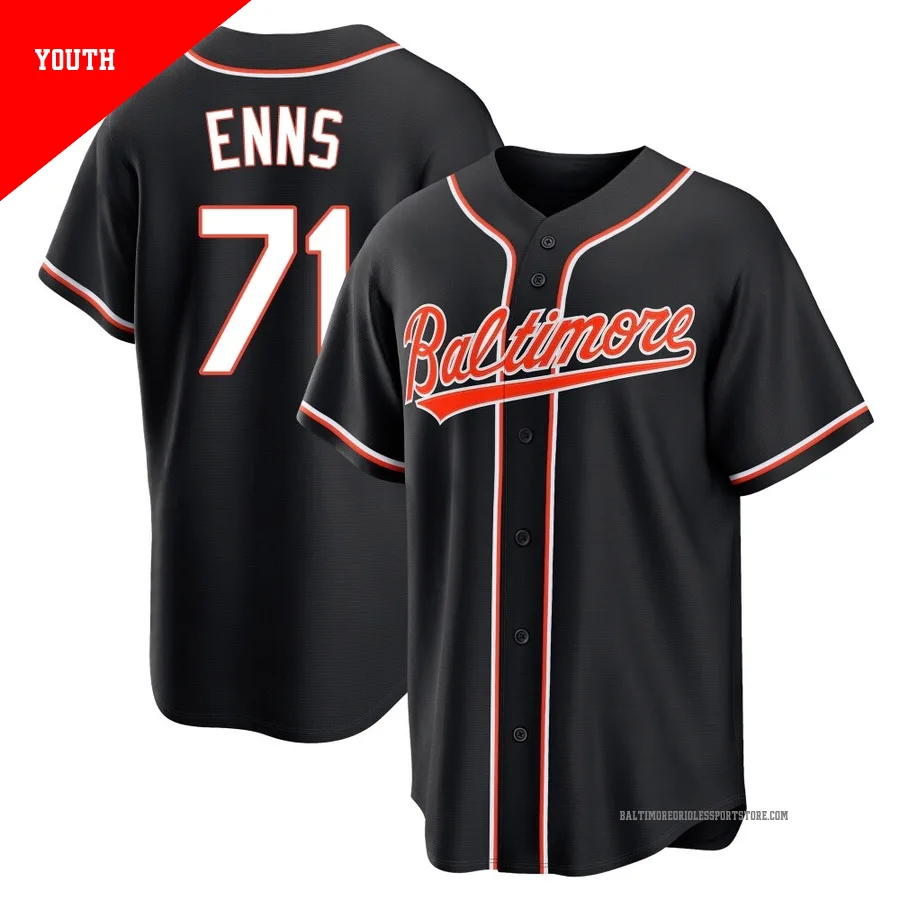 Baltimore Orioles ＃71 Dietrich Enns Youth Black Replica Fashion Out Jersey