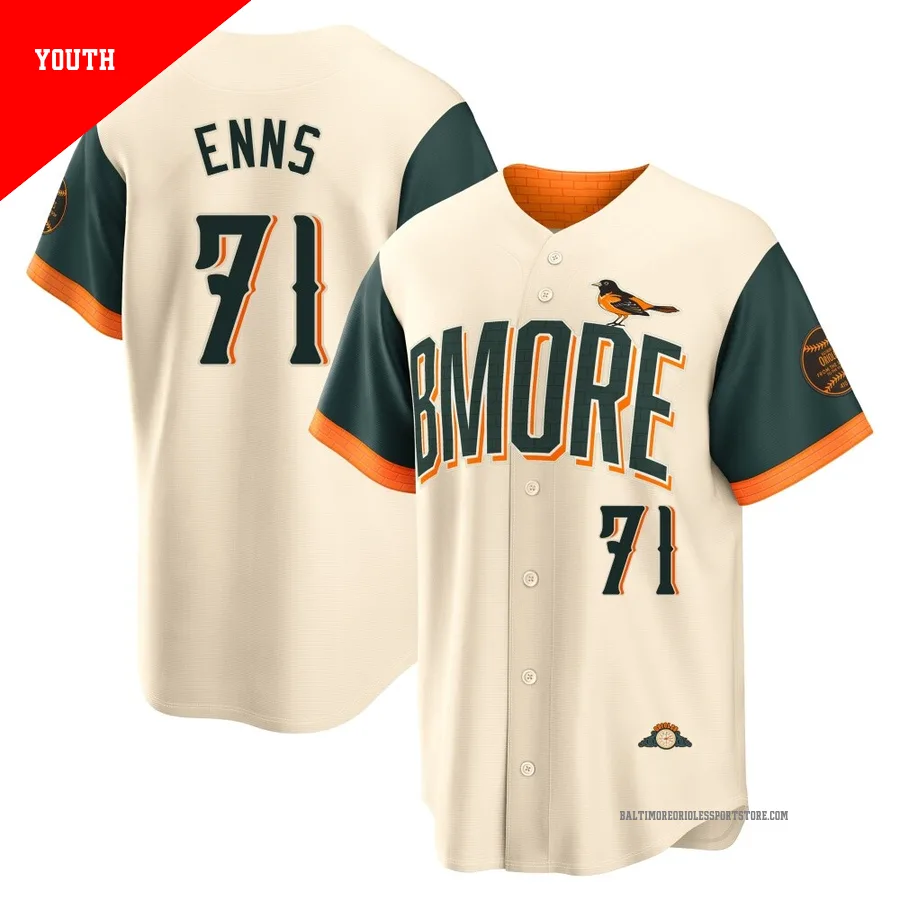Baltimore Orioles ＃71 Dietrich Enns Youth Cream Limited 2026 City Connect Stadium Jersey
