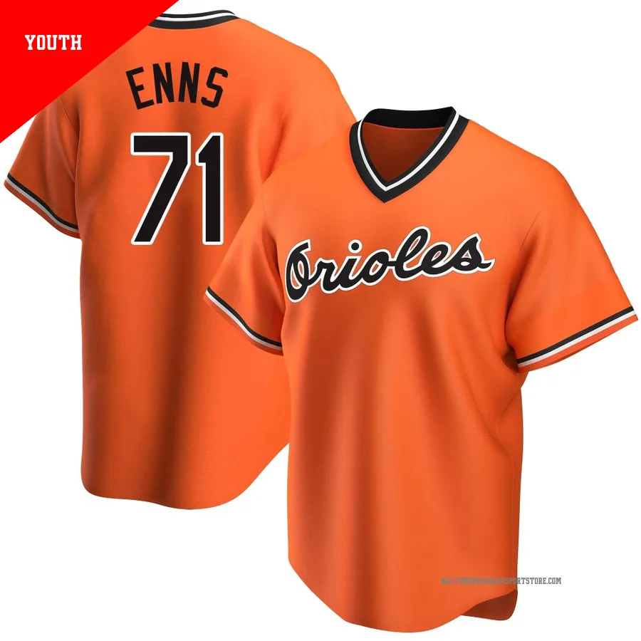 Baltimore Orioles ＃71 Dietrich Enns Youth Orange Replica Alternate Cooperstown Collection Jersey