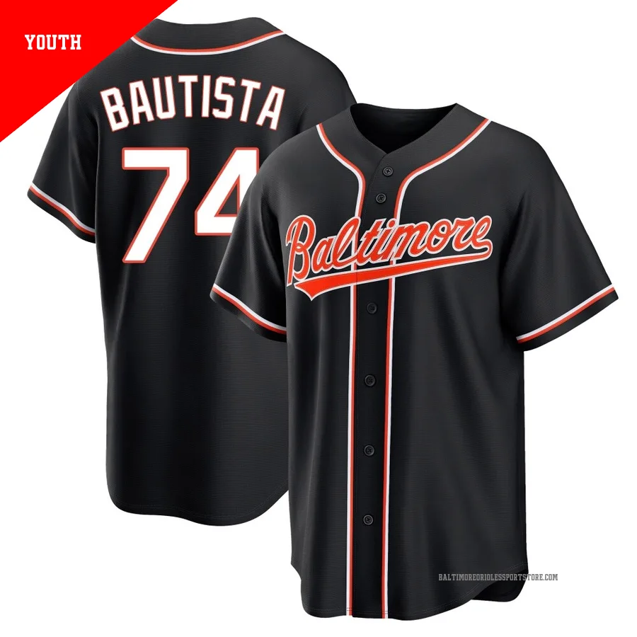 Baltimore Orioles ＃74 Felix Bautista Youth Black Replica Fashion Out Jersey