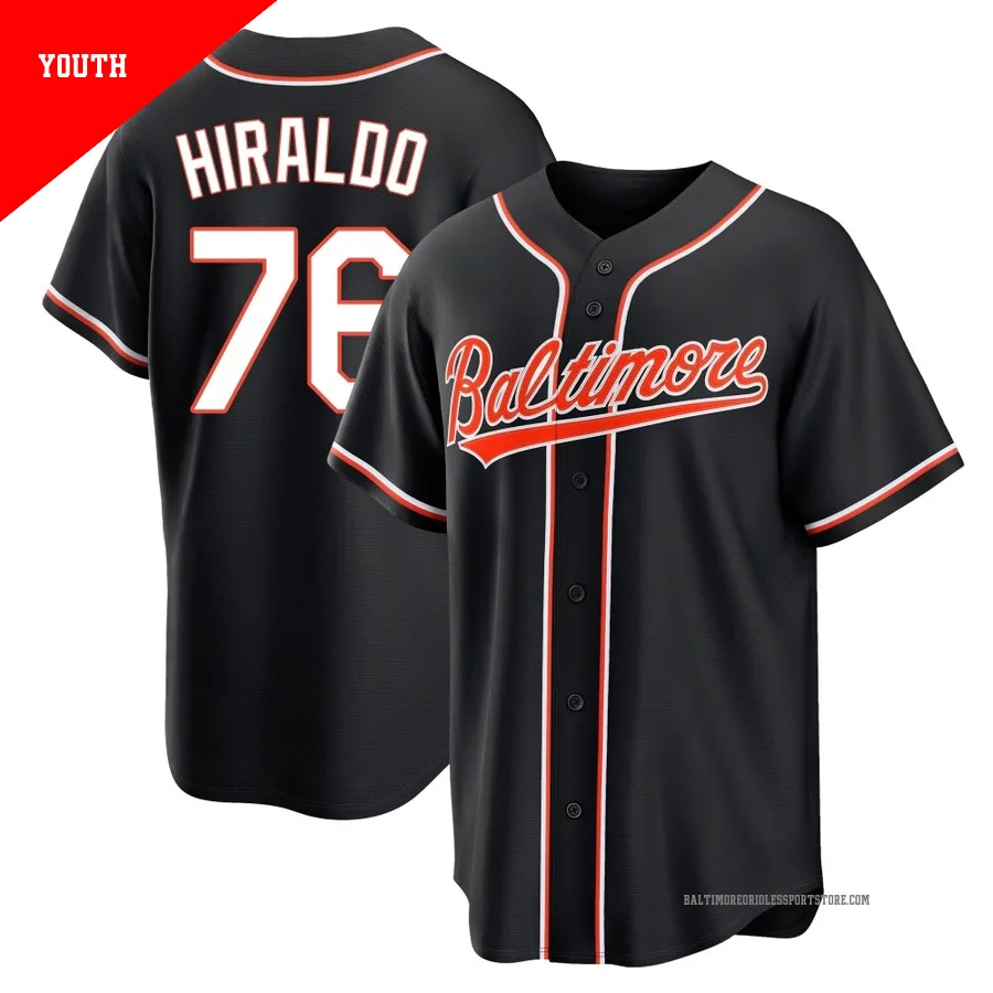 Baltimore Orioles ＃76 Yaramil Hiraldo Youth Black Replica Fashion Out Jersey