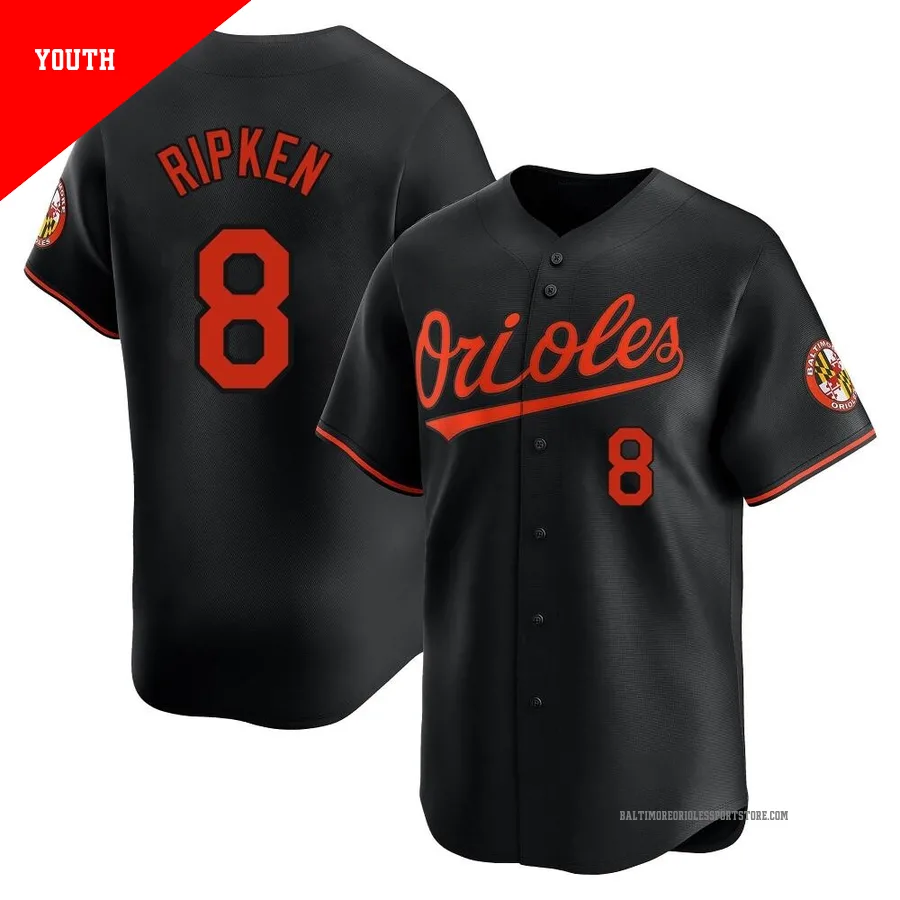 Baltimore Orioles ＃8 Cal Ripken Youth Black Limited Alternate Jersey
