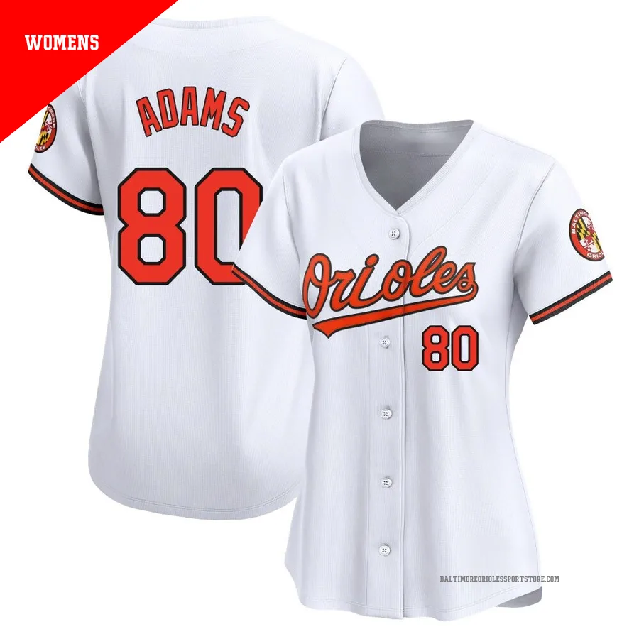 Baltimore Orioles ＃80 Jordyn Adams Women's White Limited Home Jersey
