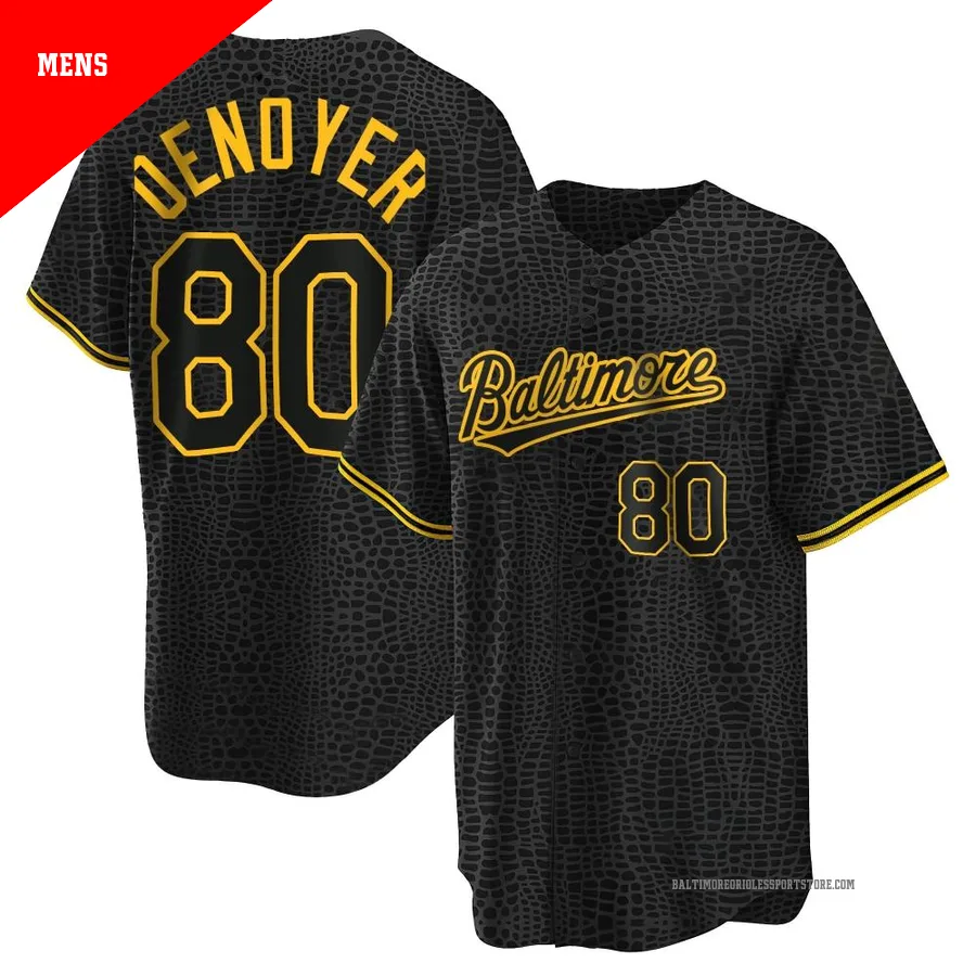 Baltimore Orioles ＃80 Noah Denoyer Men's Black Replica Snake Skin City Jersey
