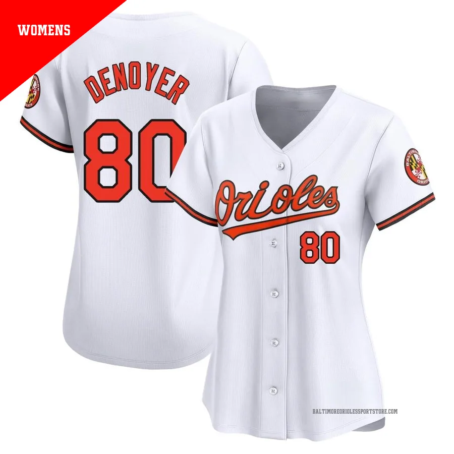 Baltimore Orioles ＃80 Noah Denoyer Women's White Limited Home Jersey