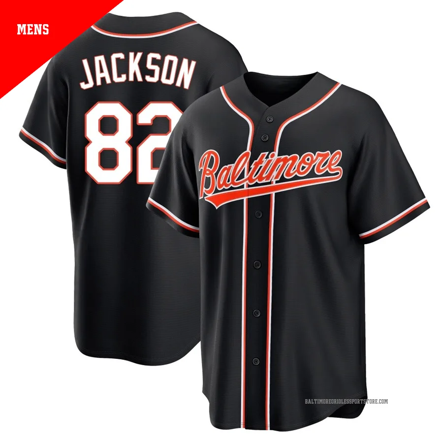 Baltimore Orioles ＃82 Jeremiah Jackson Men's Black Replica Fashion Out Jersey