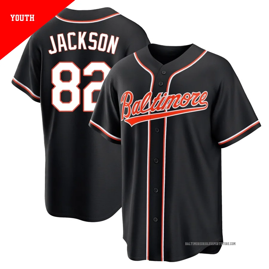 Baltimore Orioles ＃82 Jeremiah Jackson Youth Black Replica Fashion Out Jersey