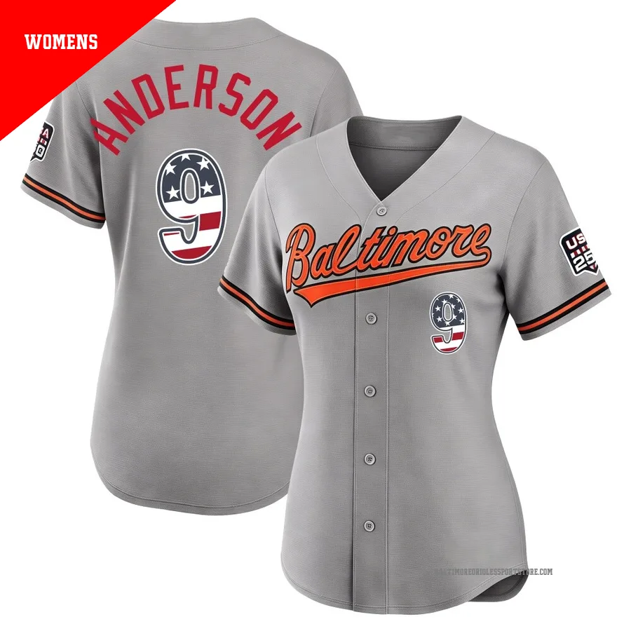 Baltimore Orioles ＃9 Brady Anderson Women's Gray Limited USA 250 Fourth Of July Road Stadium Jersey