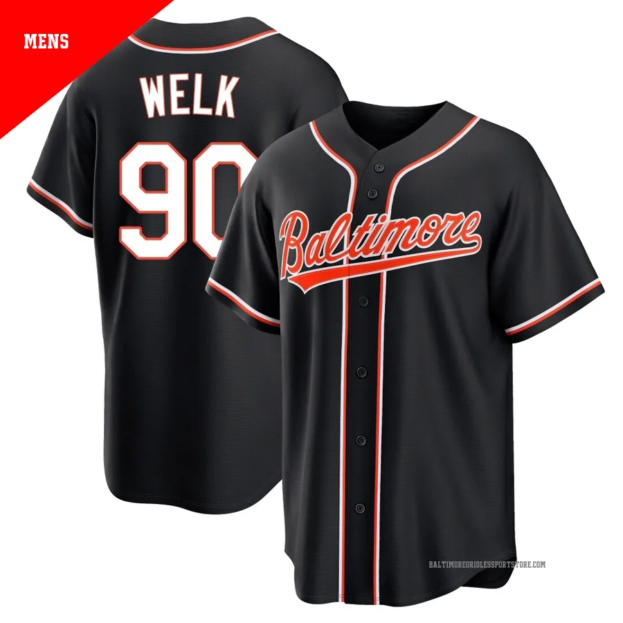 Baltimore Orioles ＃90 Toby Welk Men's Black Replica Fashion Out Jersey