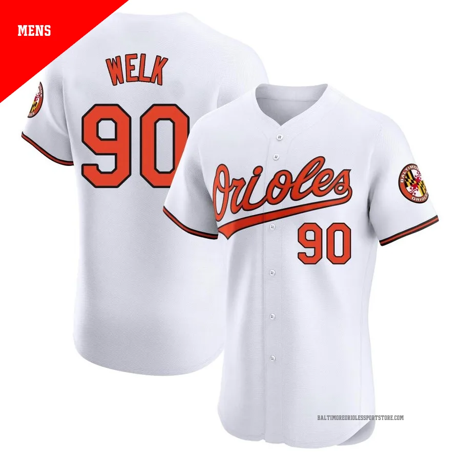Baltimore Orioles ＃90 Toby Welk Men's White Elite Home Jersey
