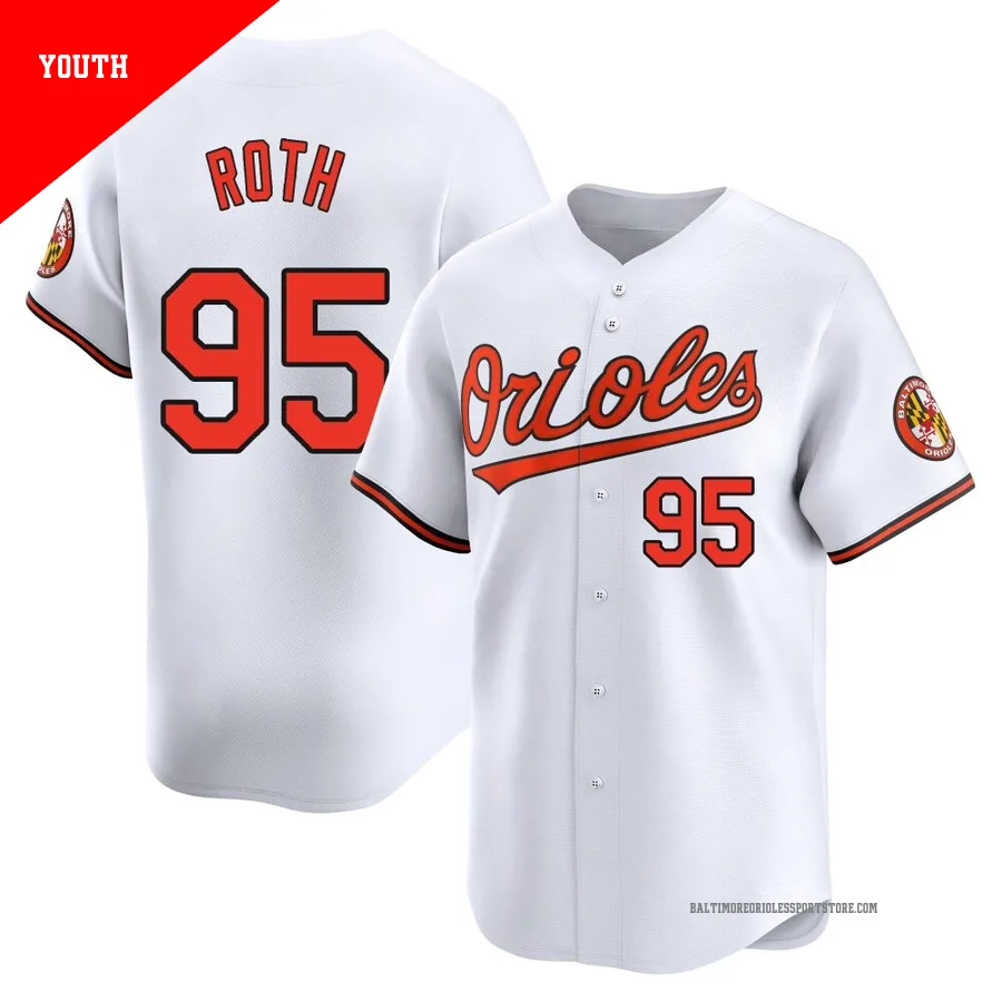 Baltimore Orioles ＃95 Houston Roth Youth White Limited Home Jersey